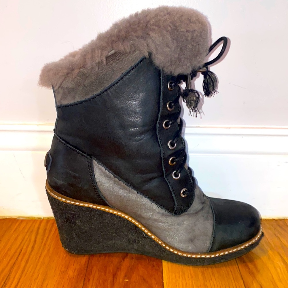 Fleece lined wedge boot